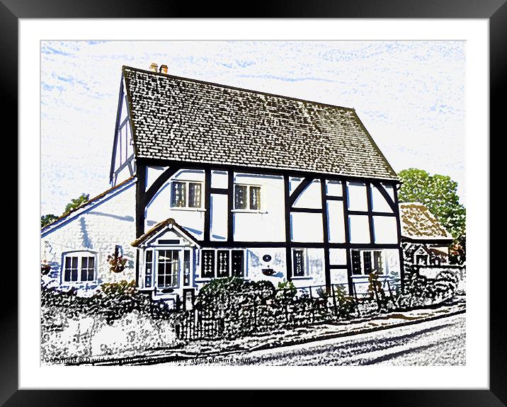 COUNTRY COTTAGE SKETCH Framed Mounted Print by David Atkinson
