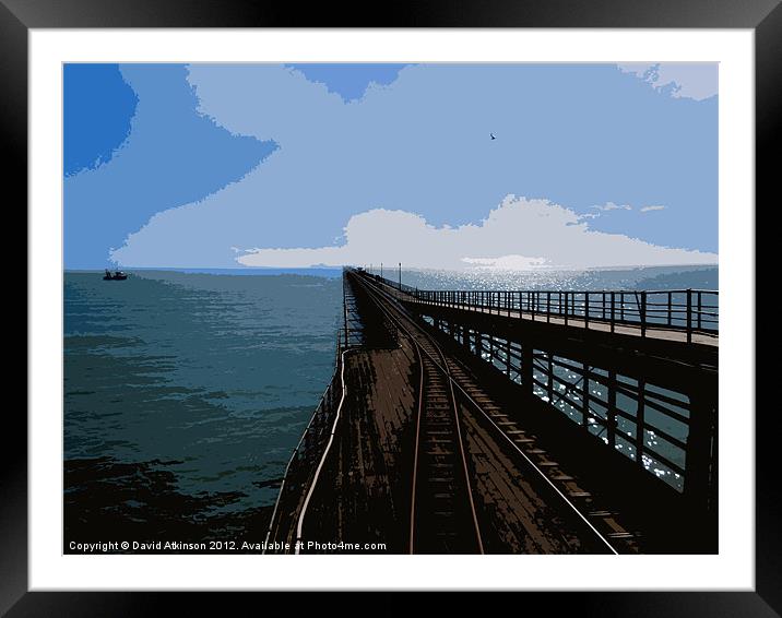 PIER OUT TO SEA Framed Mounted Print by David Atkinson
