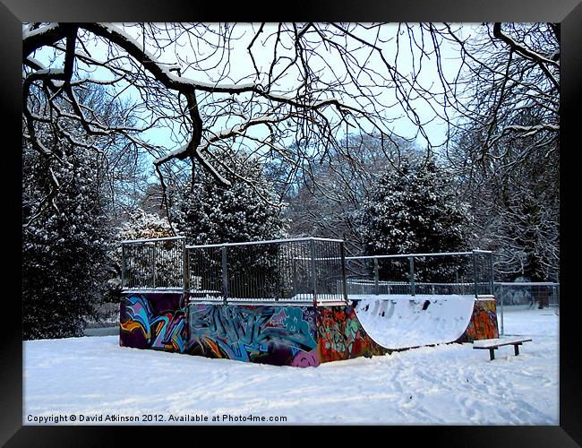 SNOW STOP PLAY Framed Print by David Atkinson