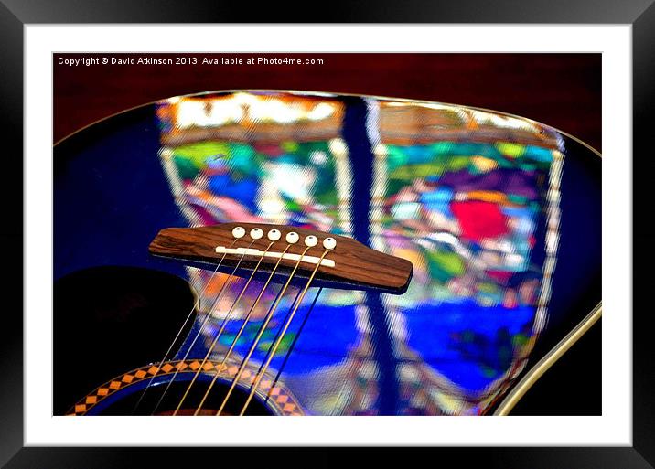 STAINED GLASS GUITAR Framed Mounted Print by David Atkinson