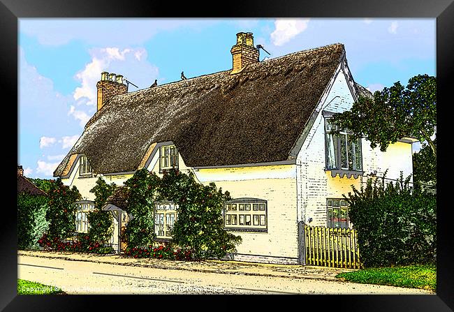THATCHED COTTAGE Framed Print by David Atkinson