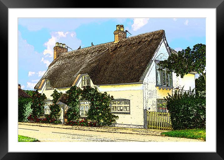 THATCHED COTTAGE Framed Mounted Print by David Atkinson