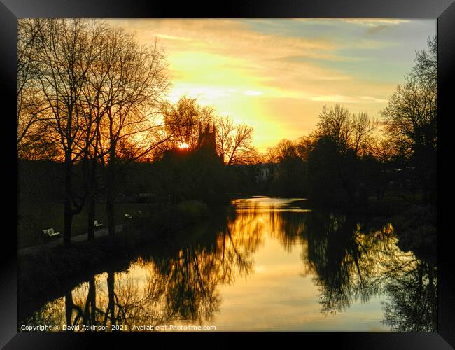 Sunset on the River Leam Framed Print by David Atkinson