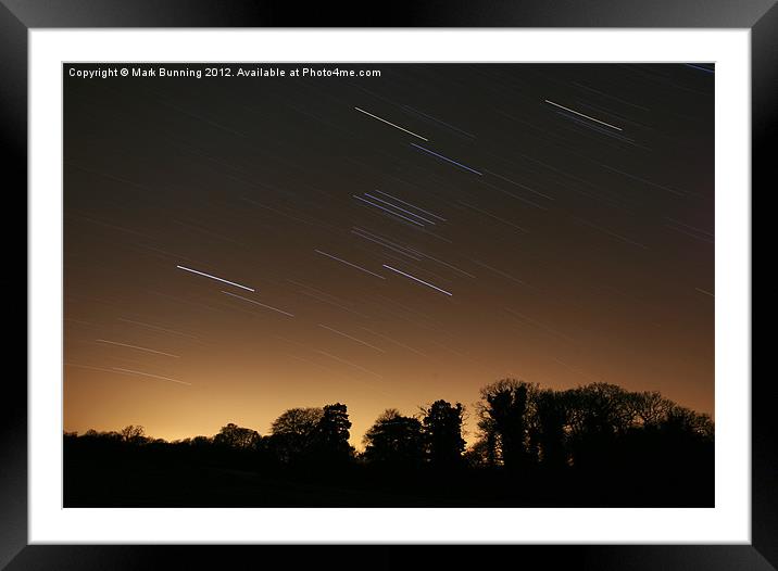 Star trails at night Framed Mounted Print by Mark Bunning