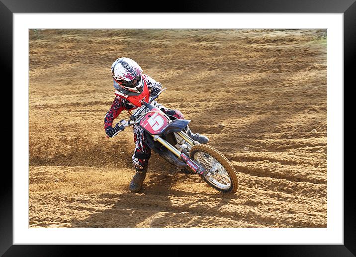 Motocross rider on the power Framed Mounted Print by Mark Bunning