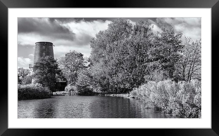 Little Cressingham Mill in monochrome Framed Mounted Print by Mark Bunning