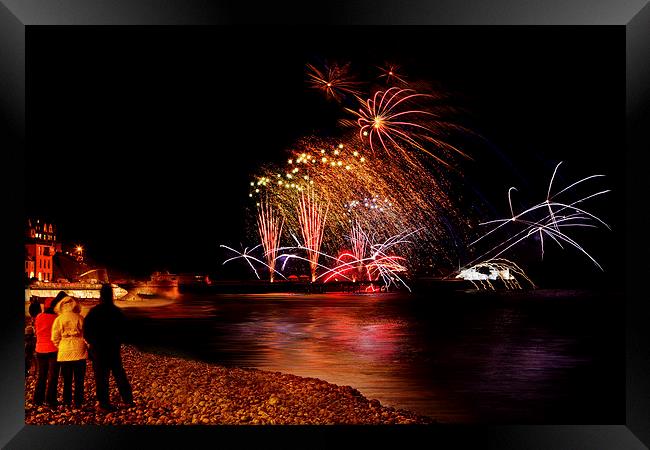 Cromer newyears day fireworks Framed Print by Mark Bunning
