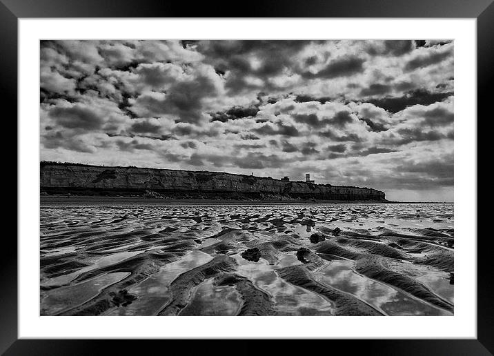 Hunstanton Cliffs in Black and White Framed Mounted Print by Mark Bunning