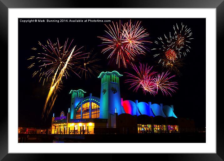 Great Yarmouth summer fireworks Framed Mounted Print by Mark Bunning
