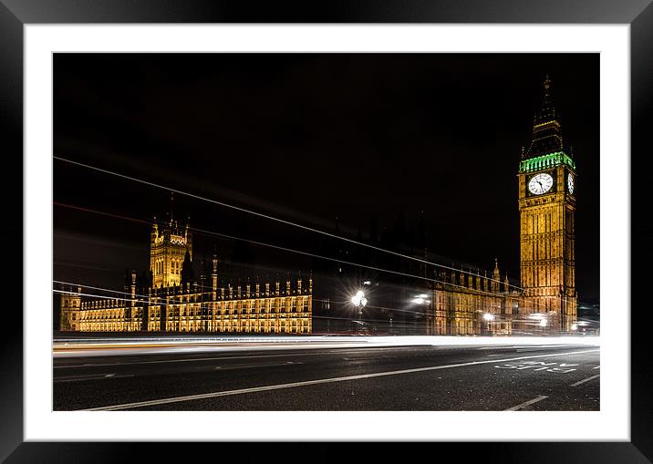 Parliament at night Framed Mounted Print by Vinicios de Moura