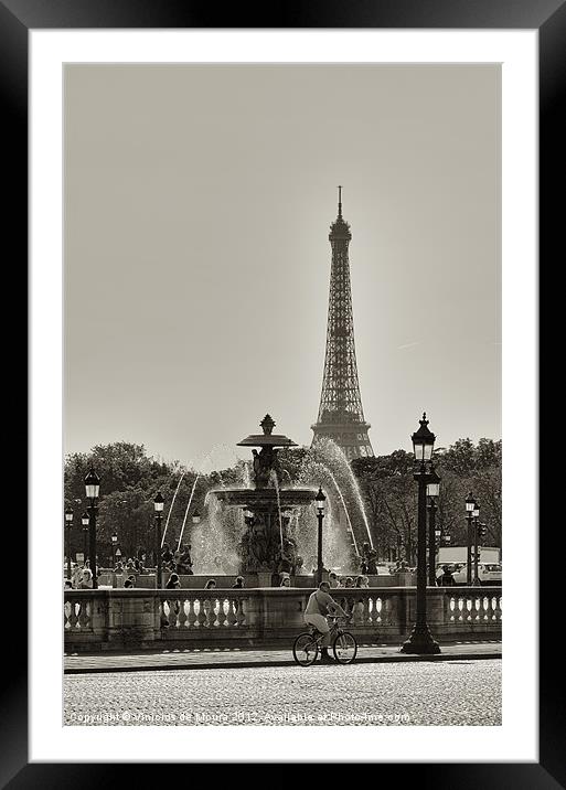 Cycling in Paris Framed Mounted Print by Vinicios de Moura