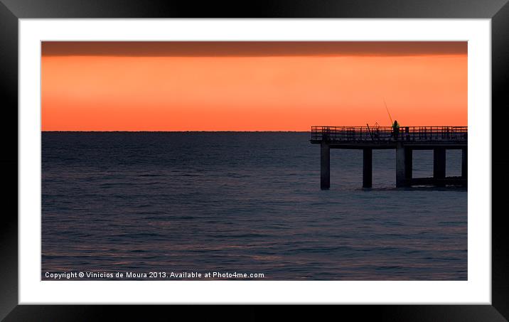Fishing at sunrise Framed Mounted Print by Vinicios de Moura