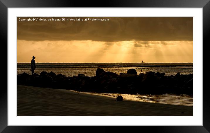 The Man and the Sea Framed Mounted Print by Vinicios de Moura