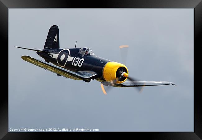 Chance Vought Corsair Framed Print by duncan speirs