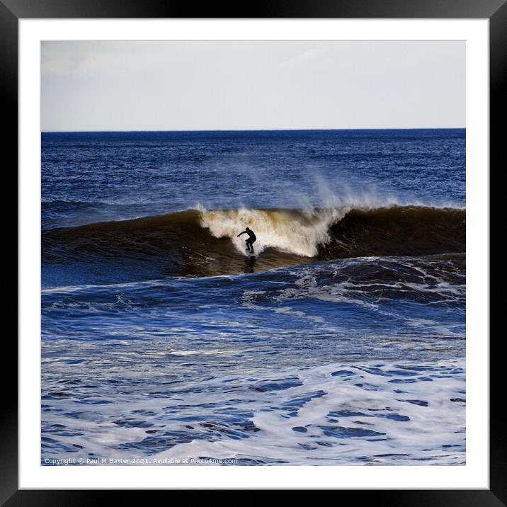 Surfing the Waves at Whitby Framed Mounted Print by Paul M Baxter