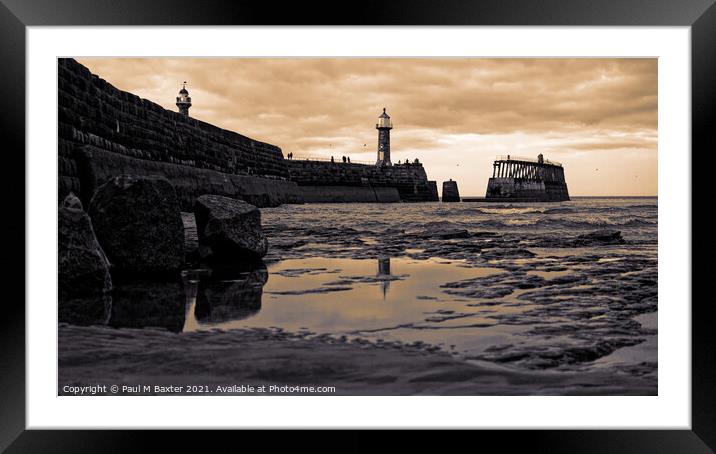 Low Tide, Whitby  Framed Mounted Print by Paul M Baxter