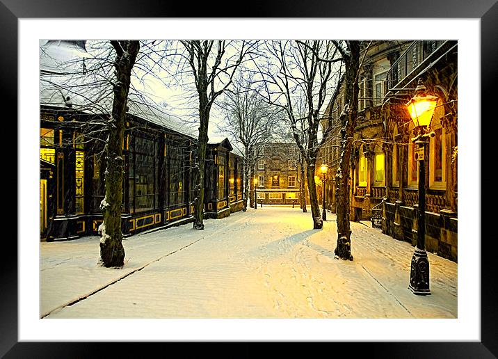 Snowy Victorian Winter Boulevard, Crown Place, Har Framed Mounted Print by Paul M Baxter