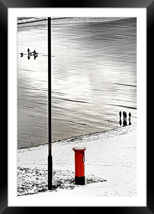  Whitby Pillar Box in the Snow Framed Mounted Print by Paul M Baxter