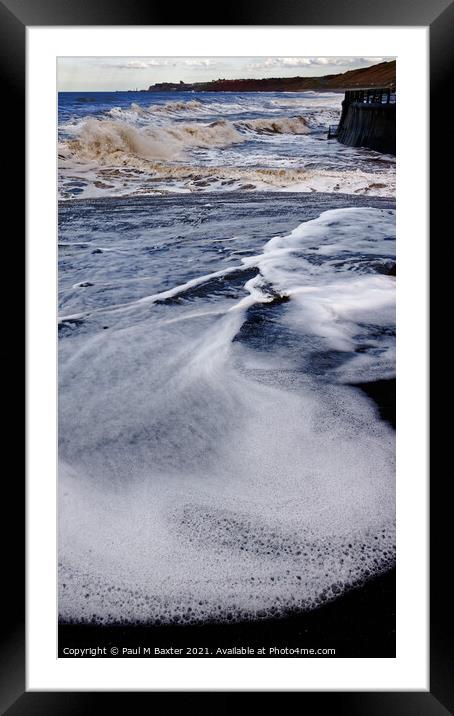 Sandsend tide creeps in  Framed Mounted Print by Paul M Baxter