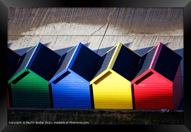 Whitby Beach Huts in Sun and Shadow  Framed Print by Paul M Baxter