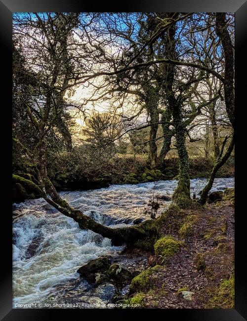 Winter moorland stream Framed Print by Jon Short