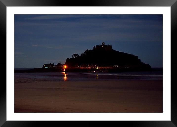St Micheal's Mount at night Framed Mounted Print by Jon Short