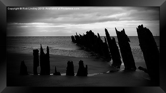 Breakwater isle of walney Framed Print by Rick Lindley