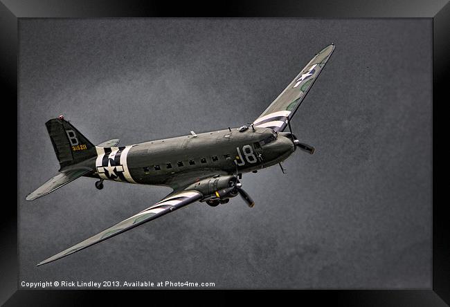 DC 3 Dakota in a storm Framed Print by Rick Lindley