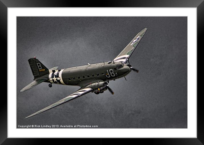 DC 3 Dakota in a storm Framed Mounted Print by Rick Lindley