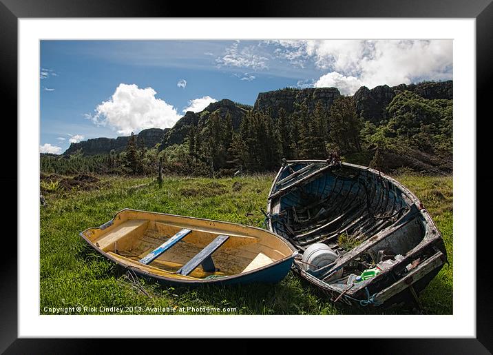 Boats on the shore Framed Mounted Print by Rick Lindley