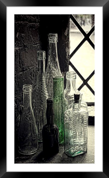 One green bottle Framed Mounted Print by Rick Lindley