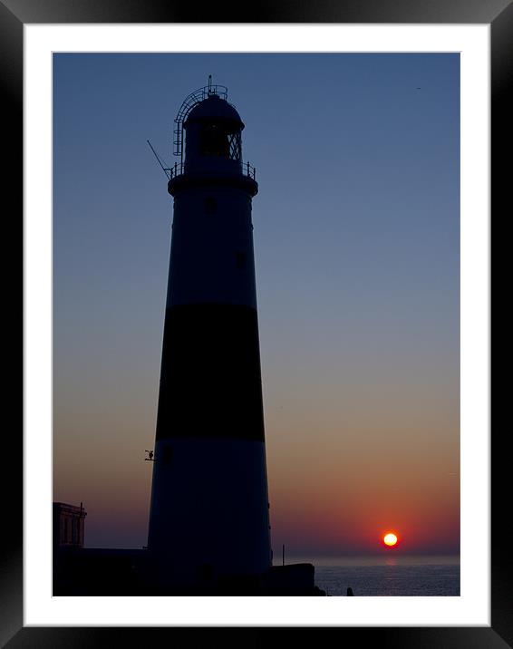 Portland Bill Lighthouse at dawn Framed Mounted Print by Keith Barker