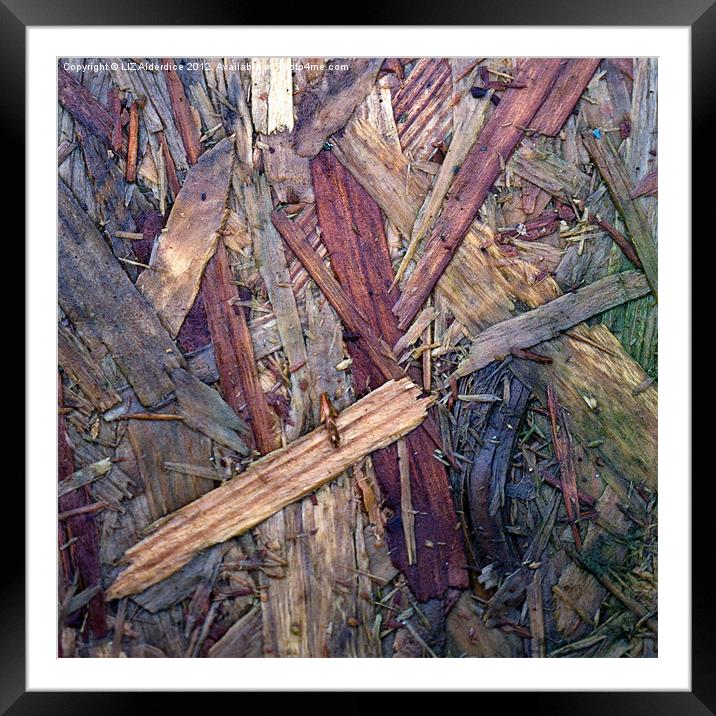 Wood Chip Abstract Framed Mounted Print by LIZ Alderdice