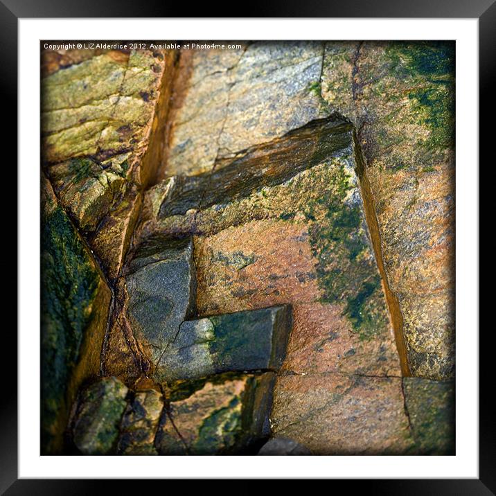 Rock Abstract Framed Mounted Print by LIZ Alderdice