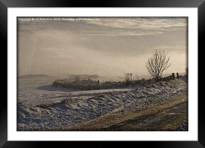 Winter Lane Framed Mounted Print by LIZ Alderdice