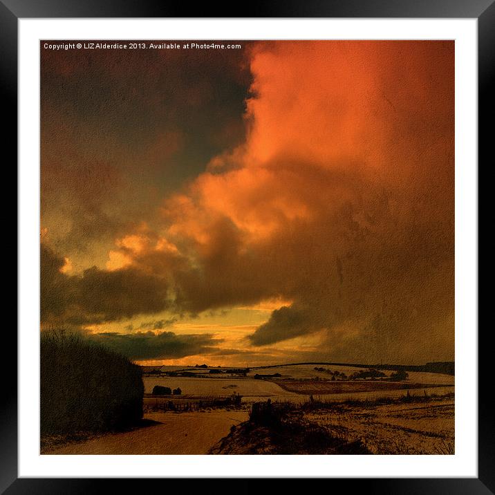 Snow and Fire Framed Mounted Print by LIZ Alderdice