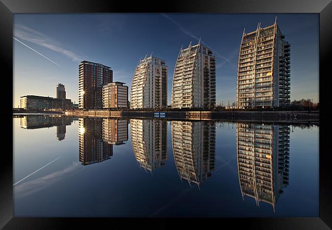 Reflections of Salford Quays Framed Print by Andrew Yu