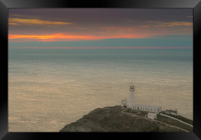 Lighthouse at Sunset,South Stack, Anglesey Framed Print by Natures' Canvas: Wall Art  & Prints by Andy Astbury
