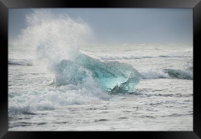 Glacial Iceberg in Beach Surf. Framed Print by Natures' Canvas: Wall Art  & Prints by Andy Astbury