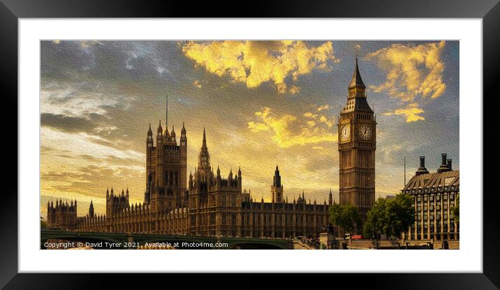 Westminster's Twilight Illumination Framed Mounted Print by David Tyrer