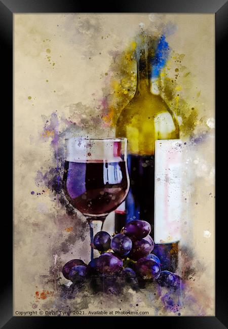 Red Wine and Grapes Framed Print by David Tyrer