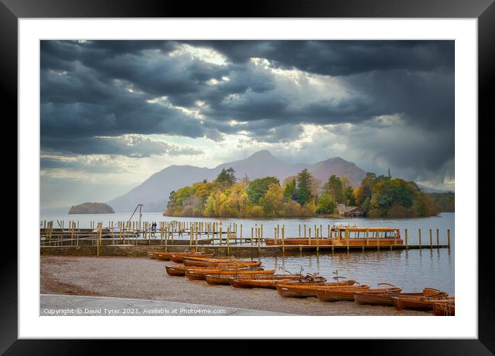 Boats on the shore of Derwent Water Framed Mounted Print by David Tyrer