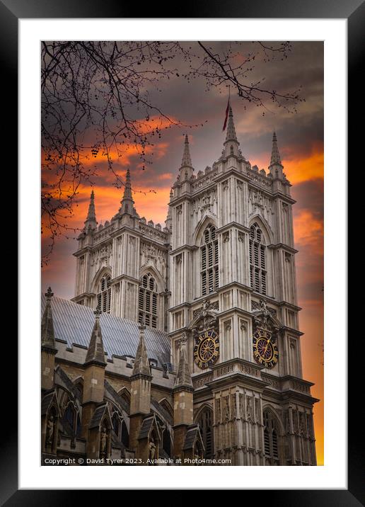 Westminster Abbey at Sunset Framed Mounted Print by David Tyrer