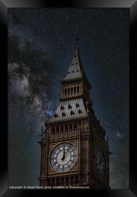 Big Ben on a Starry Night Framed Print by David Tyrer