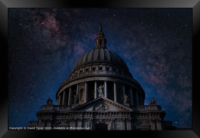 St Paul's Cathedral on a Starry Night Framed Print by David Tyrer