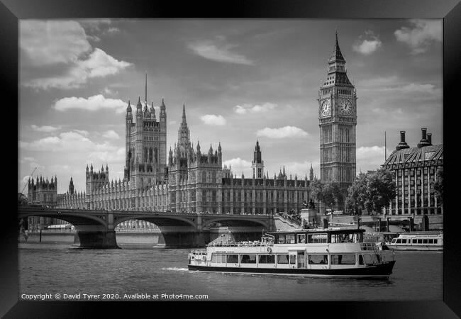 Historical Westminster: Parliament on Thames Framed Print by David Tyrer