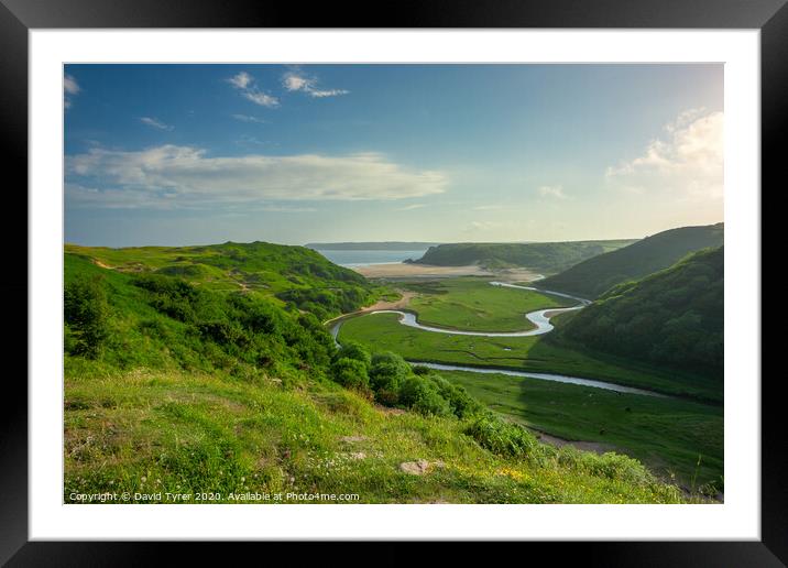Three Cliffs Bay, Gower, Wales Framed Mounted Print by David Tyrer