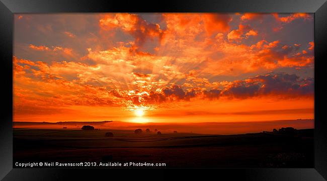 Misty morning sunrise Framed Print by Neil Ravenscroft