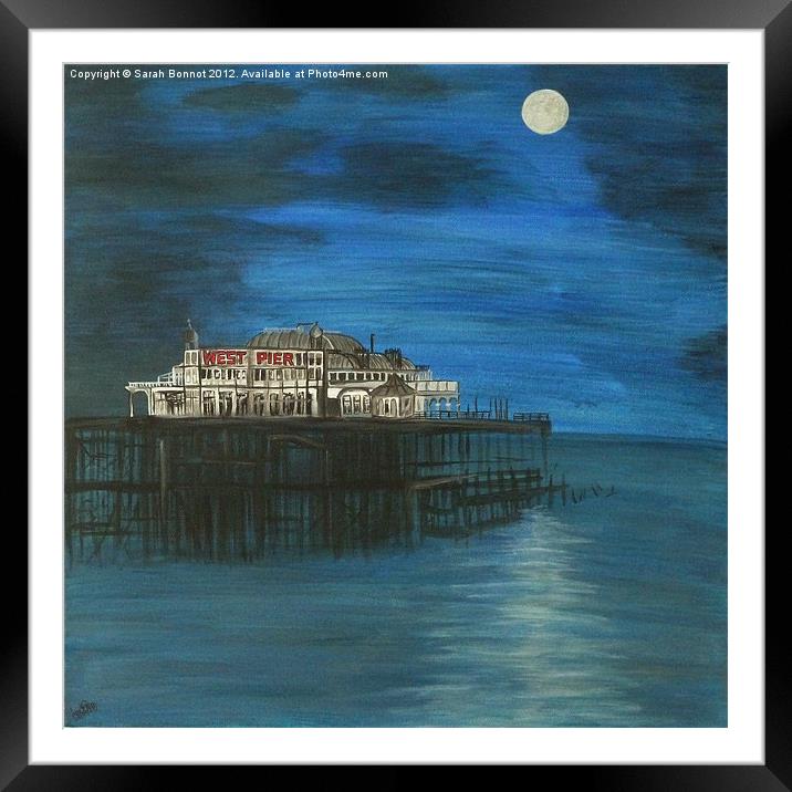 Moonlit West Pier Framed Mounted Print by Sarah Bonnot