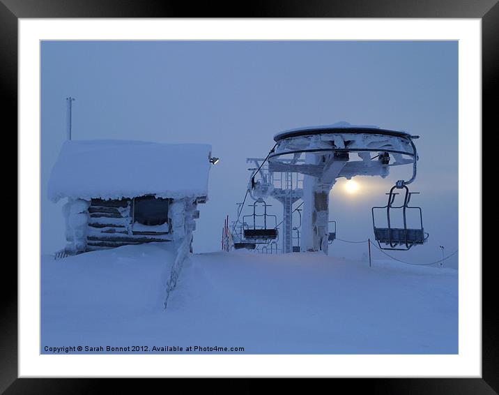 Lapland Ski Lift Framed Mounted Print by Sarah Bonnot